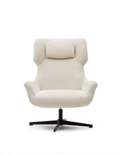 Load image into Gallery viewer, Zalina swivel armchair in white bouclé and steel with black finish FSC 100% - image 8
