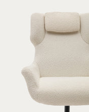 Load image into Gallery viewer, Zalina swivel armchair in white bouclé and steel with black finish FSC 100% - image 14