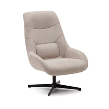 Load image into Gallery viewer, Celida swivel armchair in beige chenille and steel with black finish FSC 100%