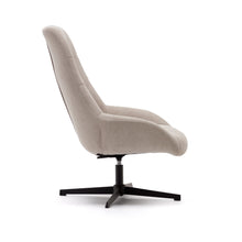 Load image into Gallery viewer, Celida swivel armchair in beige chenille and steel with black finish FSC 100% - image 3