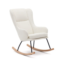 Load image into Gallery viewer, Maustin rocking chair in white bouclé with a black steel structure and beech wood