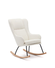 Load image into Gallery viewer, Maustin rocking chair in white bouclé with a black steel structure and beech wood - image 2