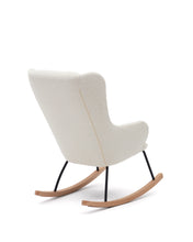 Load image into Gallery viewer, Maustin rocking chair in white bouclé with a black steel structure and beech wood - image 6