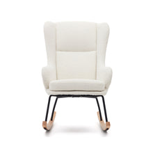 Load image into Gallery viewer, Maustin rocking chair in white bouclé with a black steel structure and beech wood - image 7