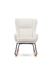 Load image into Gallery viewer, Maustin rocking chair in white bouclé with a black steel structure and beech wood - image 8