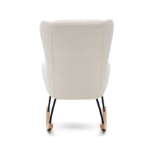 Load image into Gallery viewer, Maustin rocking chair in white bouclé with a black steel structure and beech wood - image 9