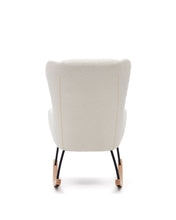 Load image into Gallery viewer, Maustin rocking chair in white bouclé with a black steel structure and beech wood - image 10