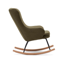 Load image into Gallery viewer, Maustin rocking chair in green bouclé with a dark green steel structure and beech wood - image 3