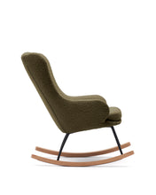 Load image into Gallery viewer, Maustin rocking chair in green bouclé with a dark green steel structure and beech wood - image 4