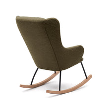 Load image into Gallery viewer, Maustin rocking chair in green bouclé with a dark green steel structure and beech wood - image 5