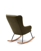 Load image into Gallery viewer, Maustin rocking chair in green bouclé with a dark green steel structure and beech wood - image 6