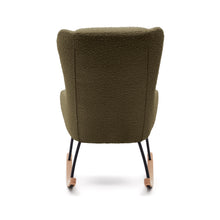 Load image into Gallery viewer, Maustin rocking chair in green bouclé with a dark green steel structure and beech wood - image 9
