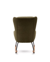 Load image into Gallery viewer, Maustin rocking chair in green bouclé with a dark green steel structure and beech wood - image 10
