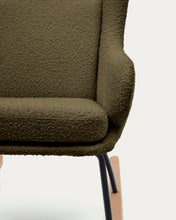 Load image into Gallery viewer, Maustin rocking chair in green bouclé with a dark green steel structure and beech wood - image 12