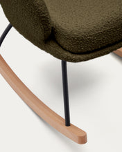 Load image into Gallery viewer, Maustin rocking chair in green bouclé with a dark green steel structure and beech wood - image 13