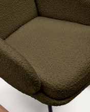 Load image into Gallery viewer, Maustin rocking chair in green bouclé with a dark green steel structure and beech wood - image 15