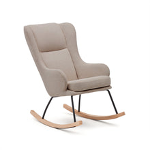Load image into Gallery viewer, Maustin rocking chair in beige chenille with a black steel structure and beech wood