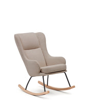 Load image into Gallery viewer, Maustin rocking chair in beige chenille with a black steel structure and beech wood - image 2