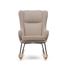 Load image into Gallery viewer, Maustin rocking chair in beige chenille with a black steel structure and beech wood - image 7