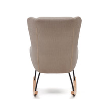 Load image into Gallery viewer, Maustin rocking chair in beige chenille with a black steel structure and beech wood - image 9