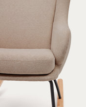 Load image into Gallery viewer, Maustin rocking chair in beige chenille with a black steel structure and beech wood - image 12