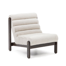 Load image into Gallery viewer, Magira armchair in white bouclé and solid oak wood with a dark finish