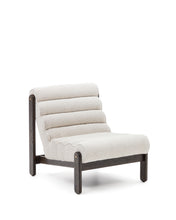 Load image into Gallery viewer, Magira armchair in white bouclé and solid oak wood with a dark finish - image 2