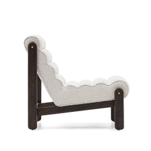 Load image into Gallery viewer, Magira armchair in white bouclé and solid oak wood with a dark finish - image 3