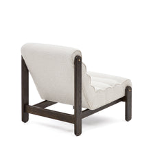 Load image into Gallery viewer, Magira armchair in white bouclé and solid oak wood with a dark finish - image 5