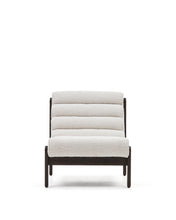 Load image into Gallery viewer, Magira armchair in white bouclé and solid oak wood with a dark finish - image 8