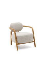 Load image into Gallery viewer, Melqui beige armchair in solid oak wood with a natural finish - image 2