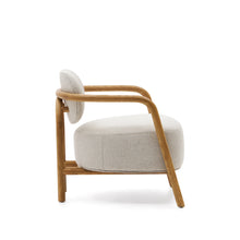Load image into Gallery viewer, Melqui beige armchair in solid oak wood with a natural finish - image 3