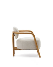 Load image into Gallery viewer, Melqui beige armchair in solid oak wood with a natural finish - image 4