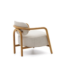 Load image into Gallery viewer, Melqui beige armchair in solid oak wood with a natural finish - image 5