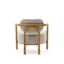 Load image into Gallery viewer, Melqui beige armchair in solid oak wood with a natural finish - image 9