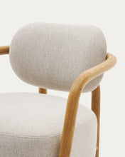 Load image into Gallery viewer, Melqui beige armchair in solid oak wood with a natural finish - image 15