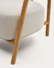 Load image into Gallery viewer, Melqui beige armchair in solid oak wood with a natural finish - image 16