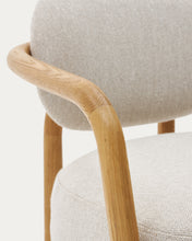 Load image into Gallery viewer, Melqui beige armchair in solid oak wood with a natural finish - image 17
