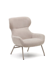 Load image into Gallery viewer, Belina chenille armchair in beige and steel with beige finish FSC 100% - image 2