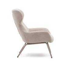 Load image into Gallery viewer, Belina chenille armchair in beige and steel with beige finish FSC 100% - image 3