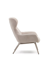 Load image into Gallery viewer, Belina chenille armchair in beige and steel with beige finish FSC 100% - image 4