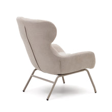 Load image into Gallery viewer, Belina chenille armchair in beige and steel with beige finish FSC 100% - image 5