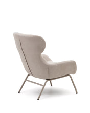 Load image into Gallery viewer, Belina chenille armchair in beige and steel with beige finish FSC 100% - image 6