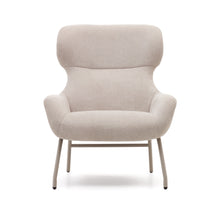 Load image into Gallery viewer, Belina chenille armchair in beige and steel with beige finish FSC 100% - image 7