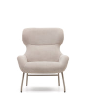 Load image into Gallery viewer, Belina chenille armchair in beige and steel with beige finish FSC 100% - image 8