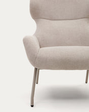 Load image into Gallery viewer, Belina chenille armchair in beige and steel with beige finish FSC 100% - image 12