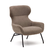 Load image into Gallery viewer, Belina chenille armchair in light brown and steel with black finish FSC 100%