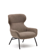 Load image into Gallery viewer, Belina chenille armchair in light brown and steel with black finish FSC 100% - image 2