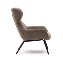 Load image into Gallery viewer, Belina chenille armchair in light brown and steel with black finish FSC 100% - image 3