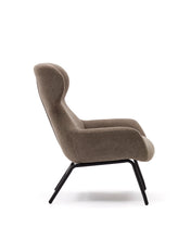 Load image into Gallery viewer, Belina chenille armchair in light brown and steel with black finish FSC 100% - image 4